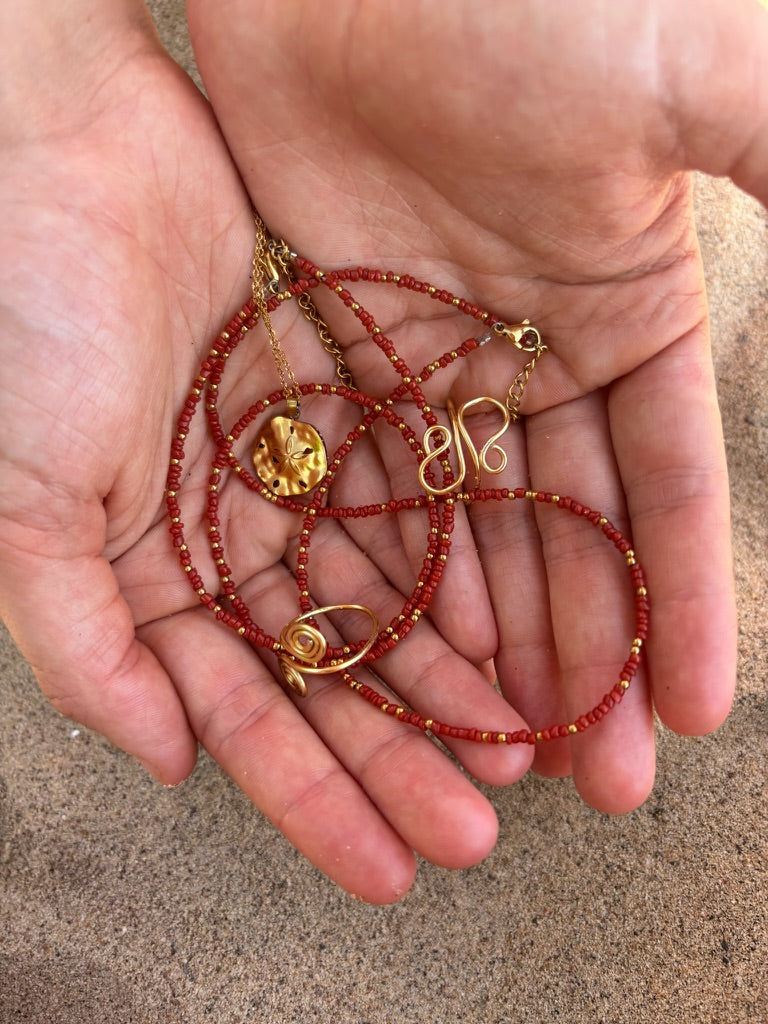 Coral Red: Beaded Necklace