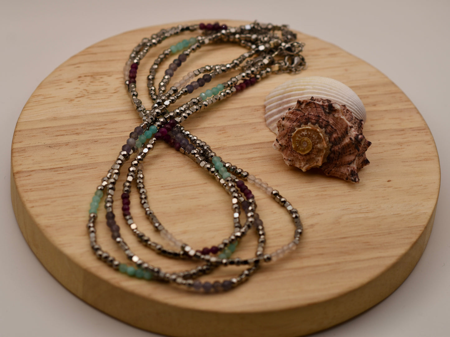Lavender Speckled Glow: Beaded Necklace
