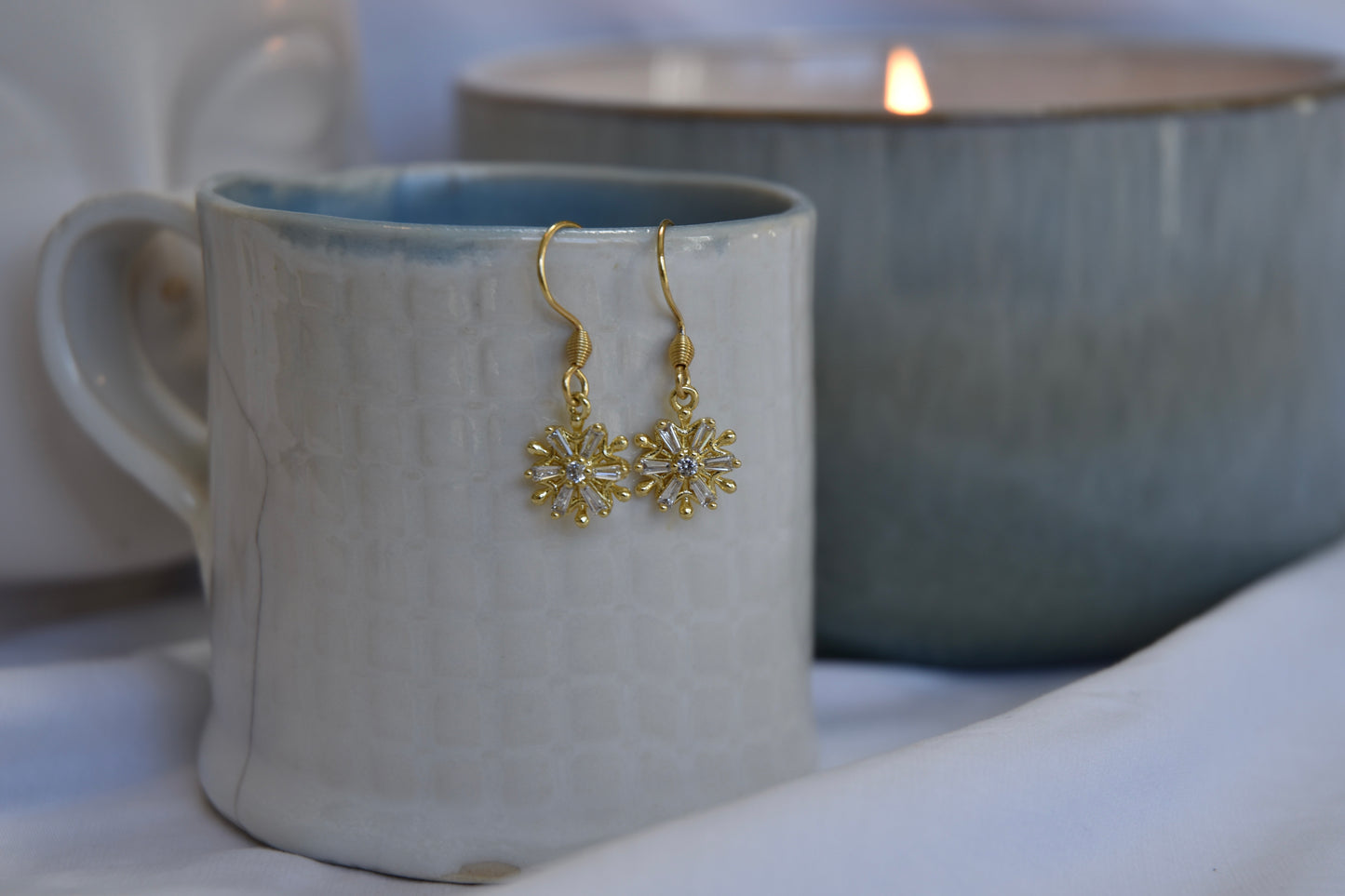 Golden Snowflake Earrings