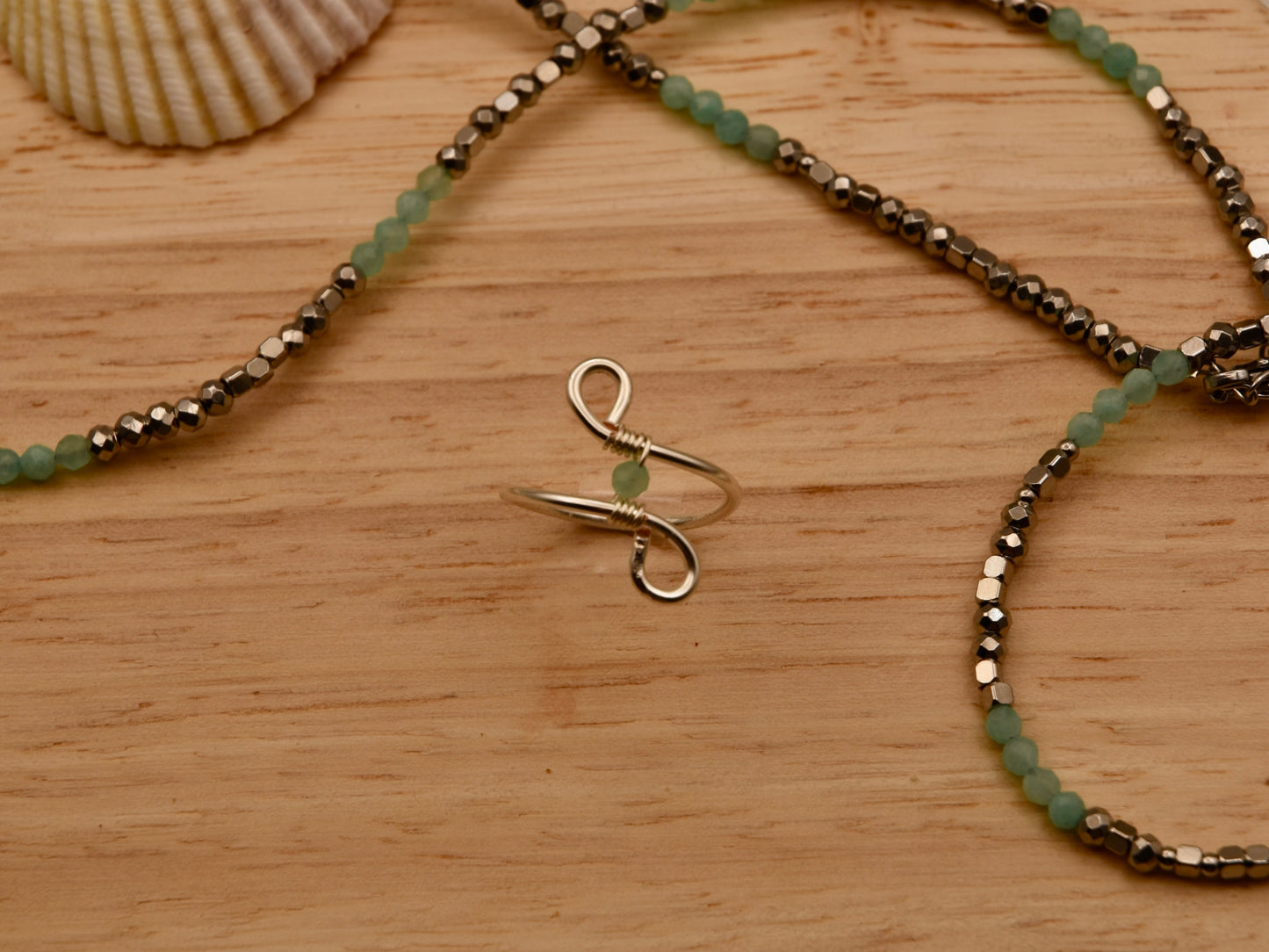 Turquoise Twisted Speckle: Wire Ring