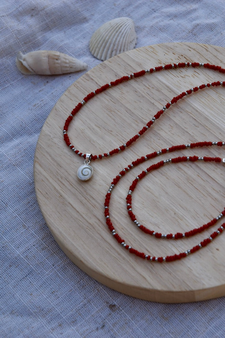 Coral Red: Beaded Necklace