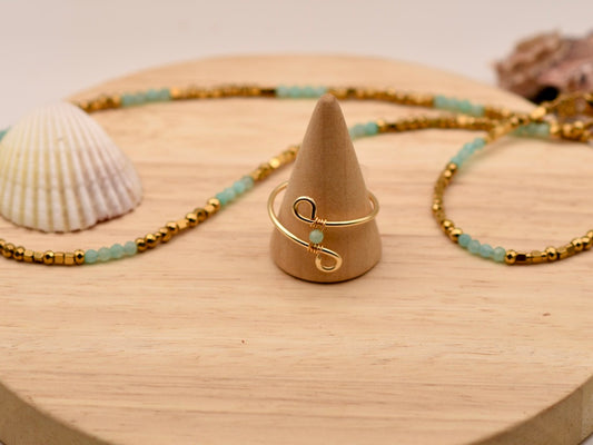 Turquoise Twisted Speckle: Wire Ring