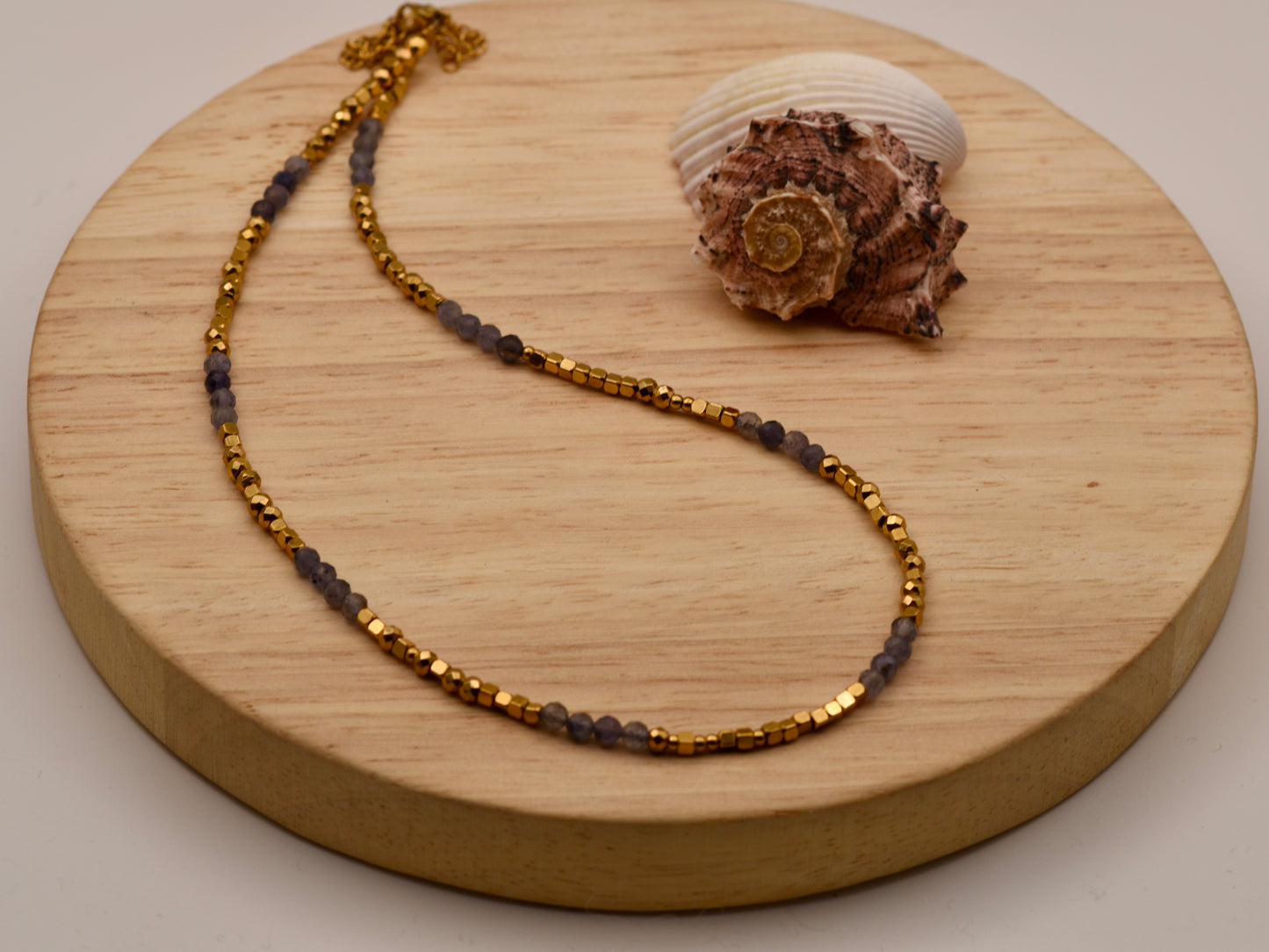 Lavender Speckled Glow: Beaded Necklace