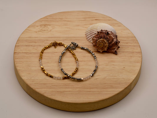 Misty Speckled Glow: Beaded Bracelet