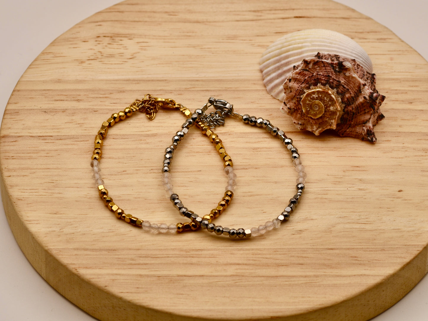 Misty Speckled Glow: Beaded Bracelet