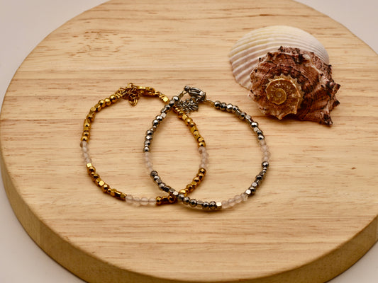 Misty Speckled Glow: Beaded Bracelet