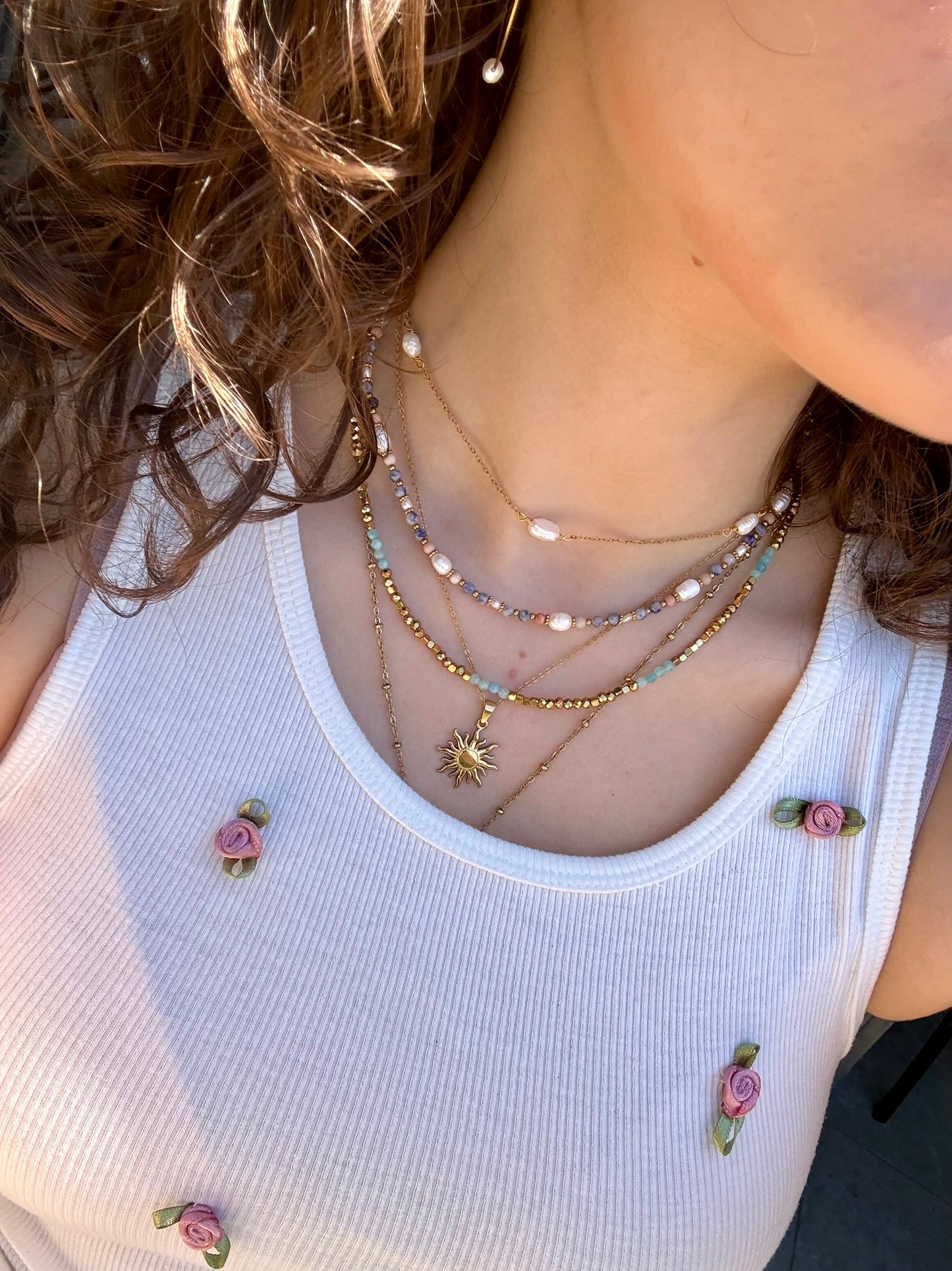 Turquoise Speckled Glow: Beaded Necklace