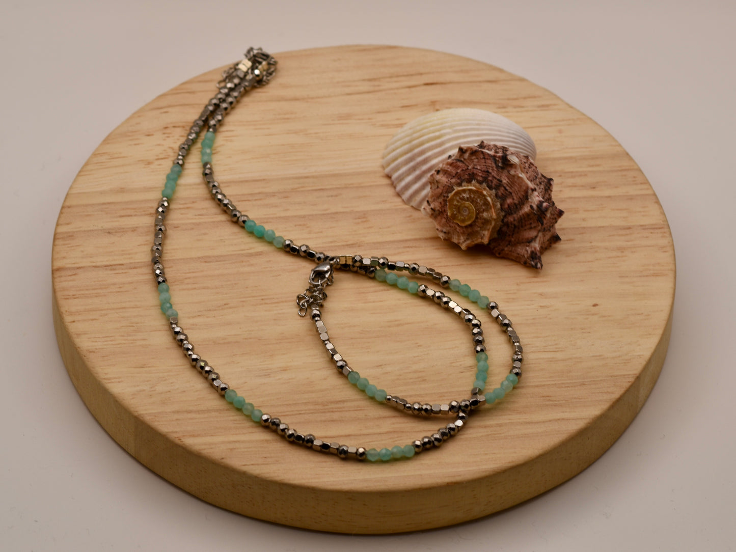 Turquoise Speckled Glow: Beaded Necklace