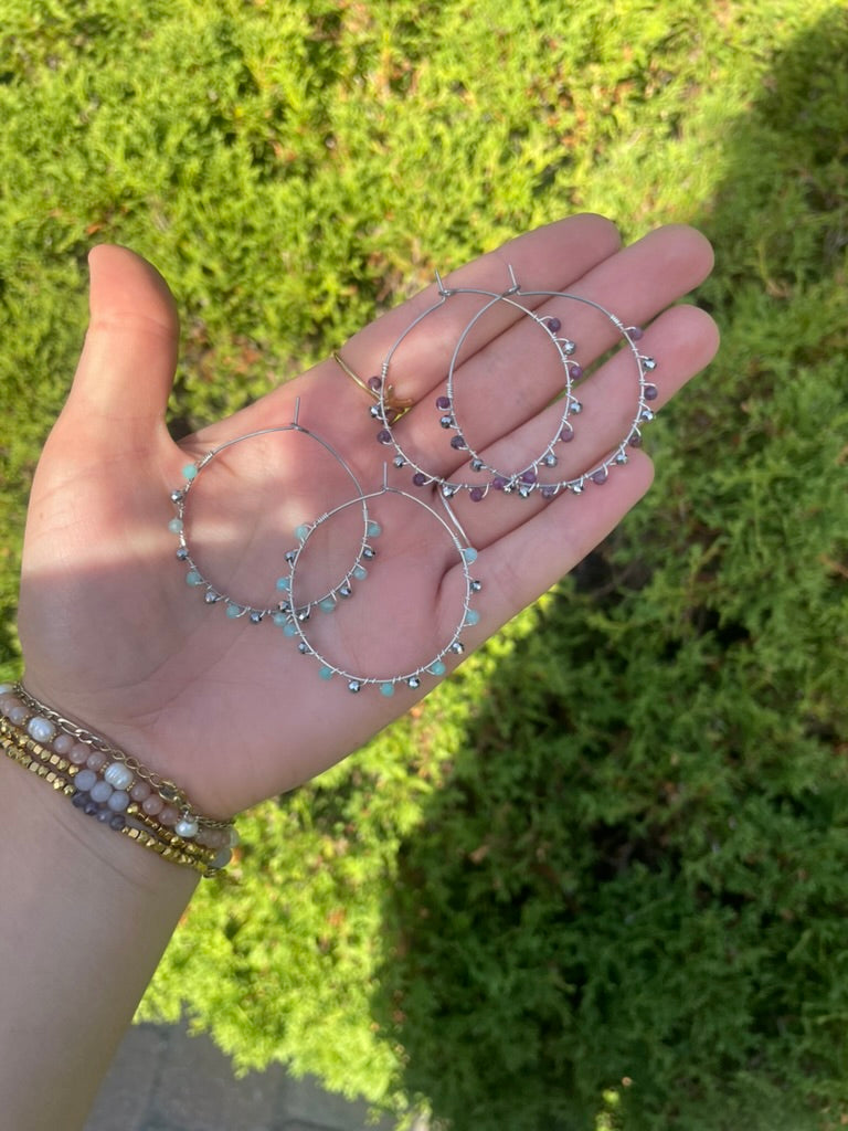 Big Speckled Glow: Hooped Earrings