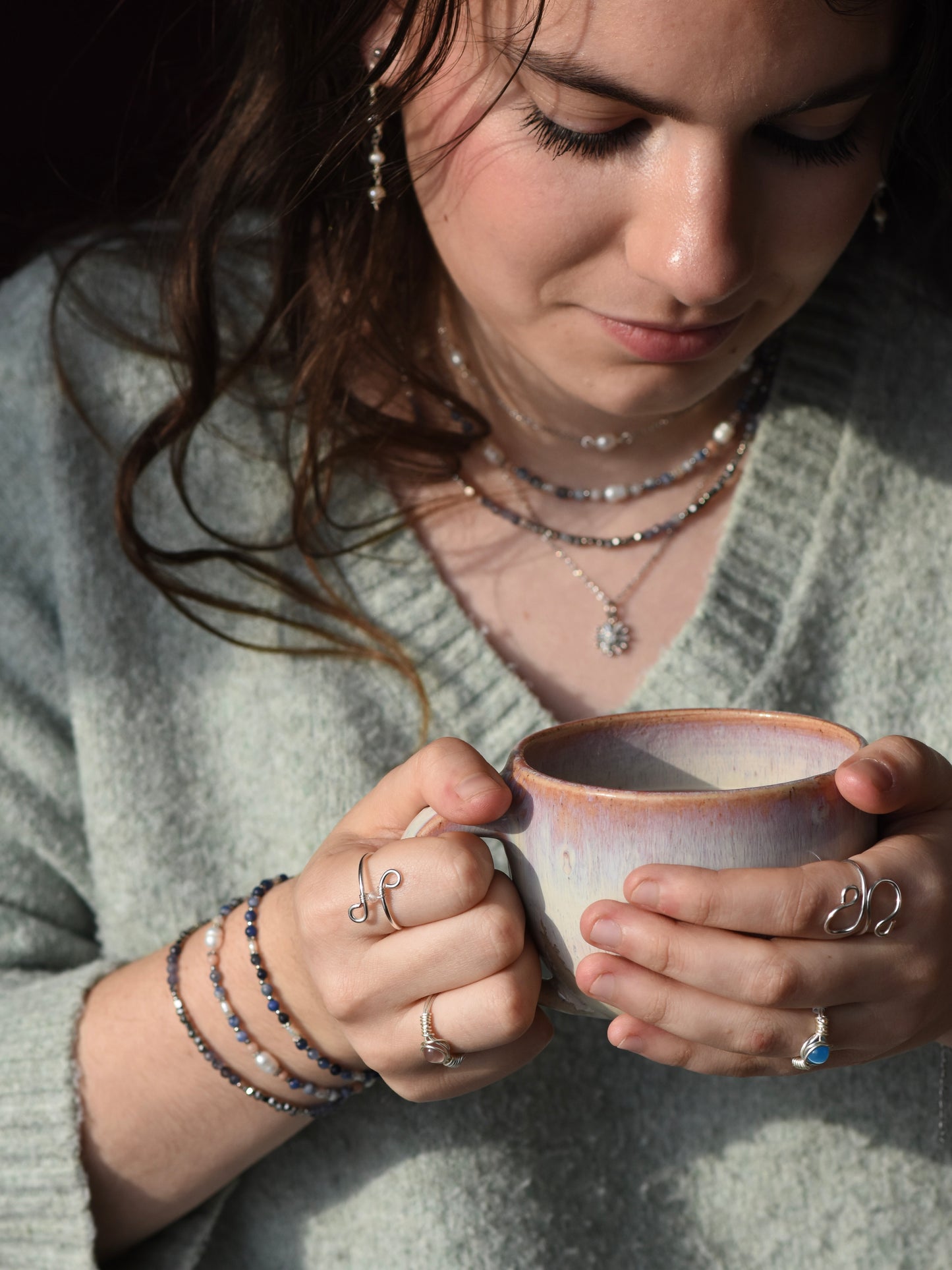 Misty Twisted Speckle: Wire Ring