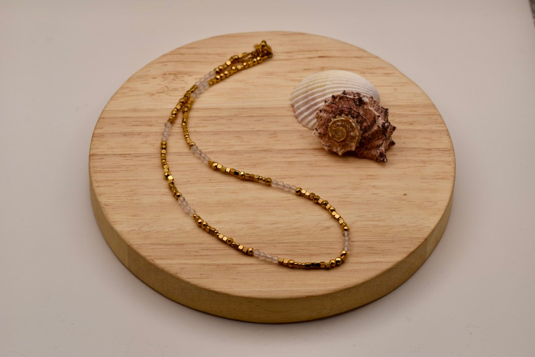 Misty Sparkled Glow: Beaded Necklace