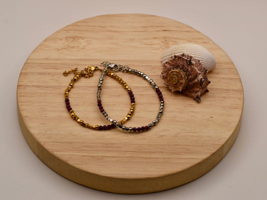 Berry Speckled Glow: Beaded Bracelet