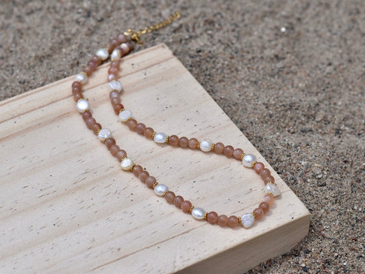 Golden Dusk: Beaded Necklace