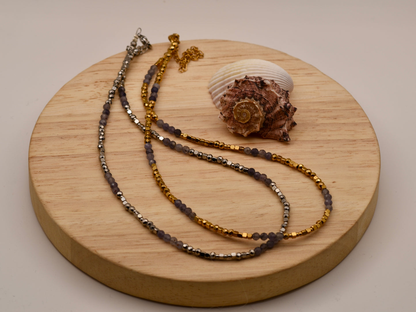 Lavender Speckled Glow: Beaded Necklace