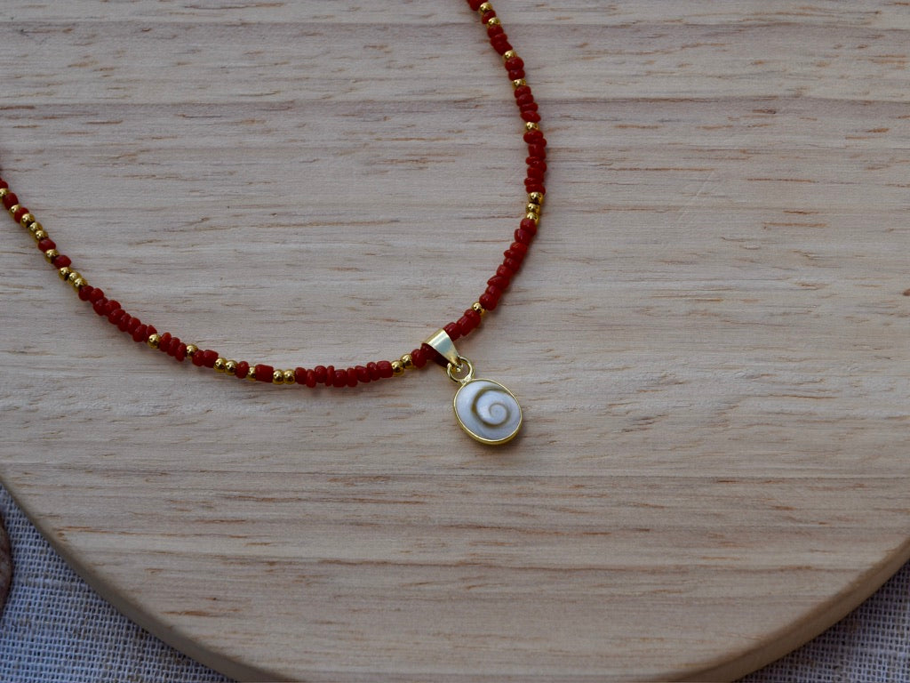 Coral Red: Beaded Necklace