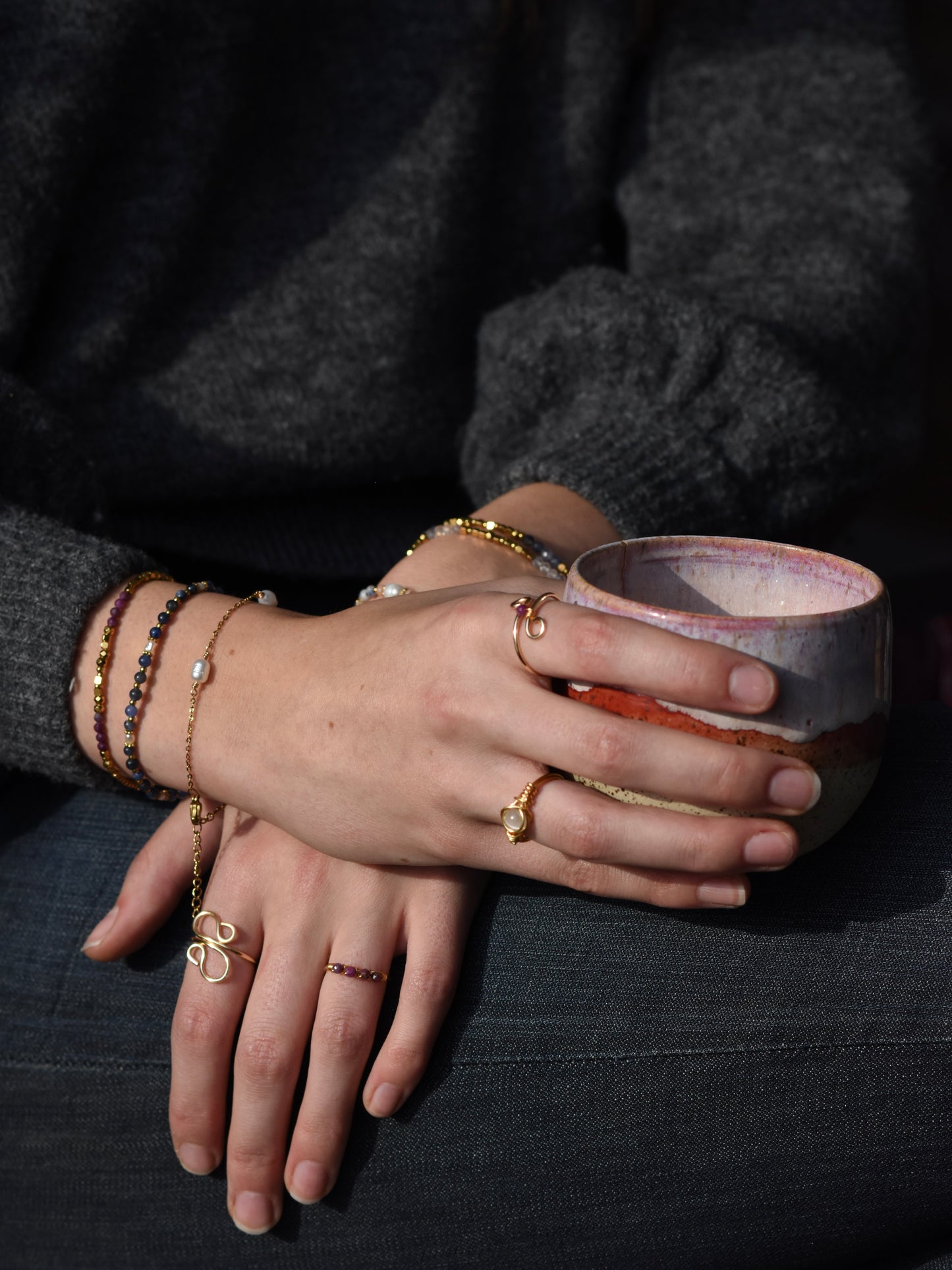 Berry Four Speckled Glow: Wire Ring