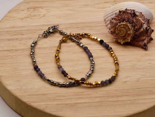 Lavender Speckled Glow: Beaded Bracelet