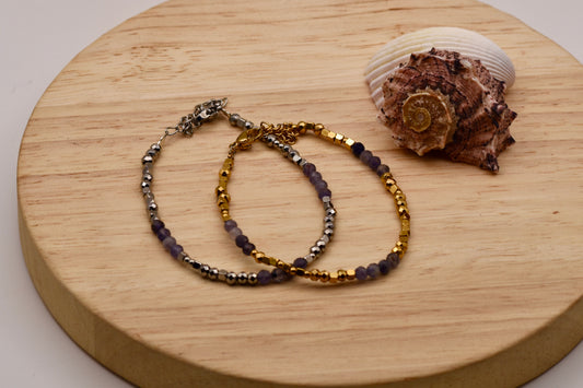 Lavender Speckled Glow: Beaded Bracelet