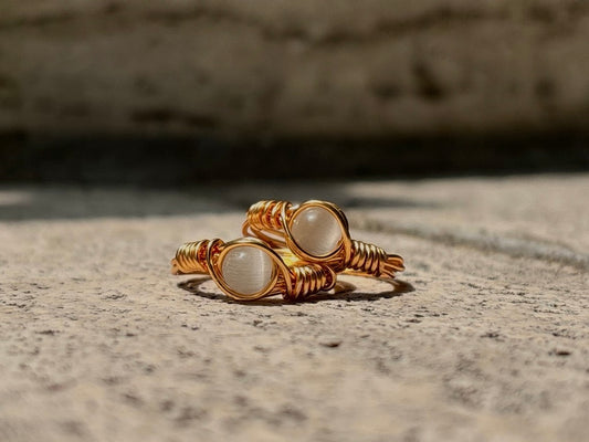Glass Shell: Beaded Ring
