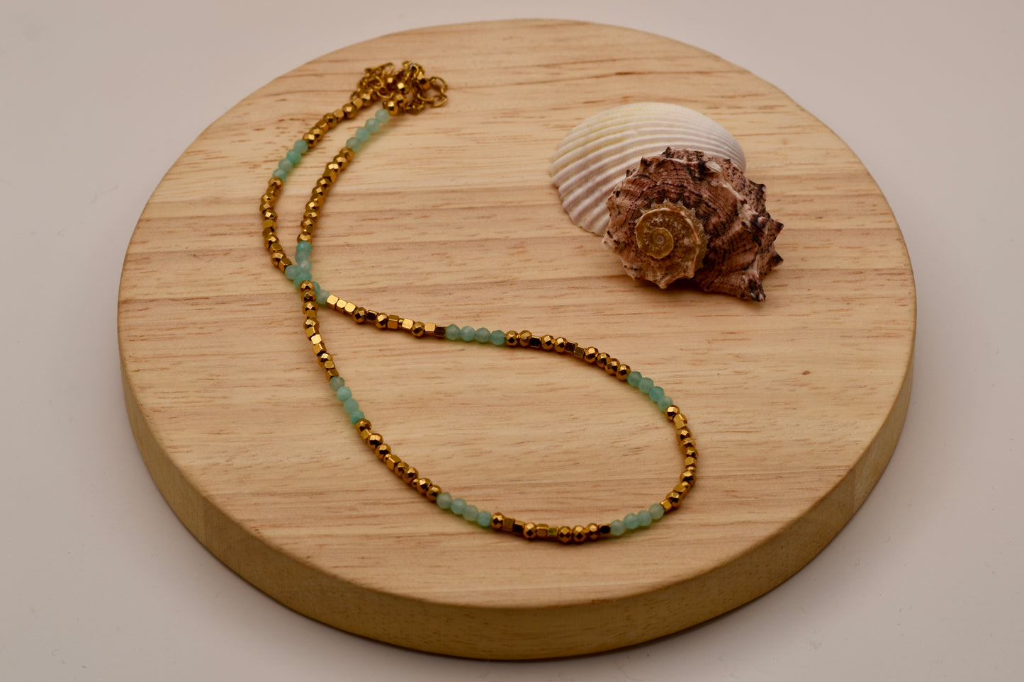 Turquoise Speckled Glow: Beaded Necklace