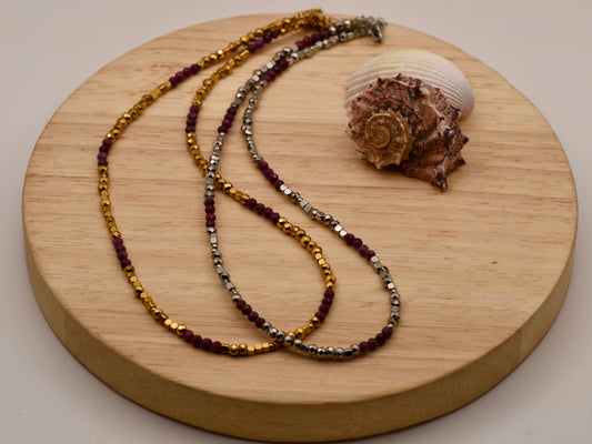 Berry Speckled Glow: Beaded Necklace