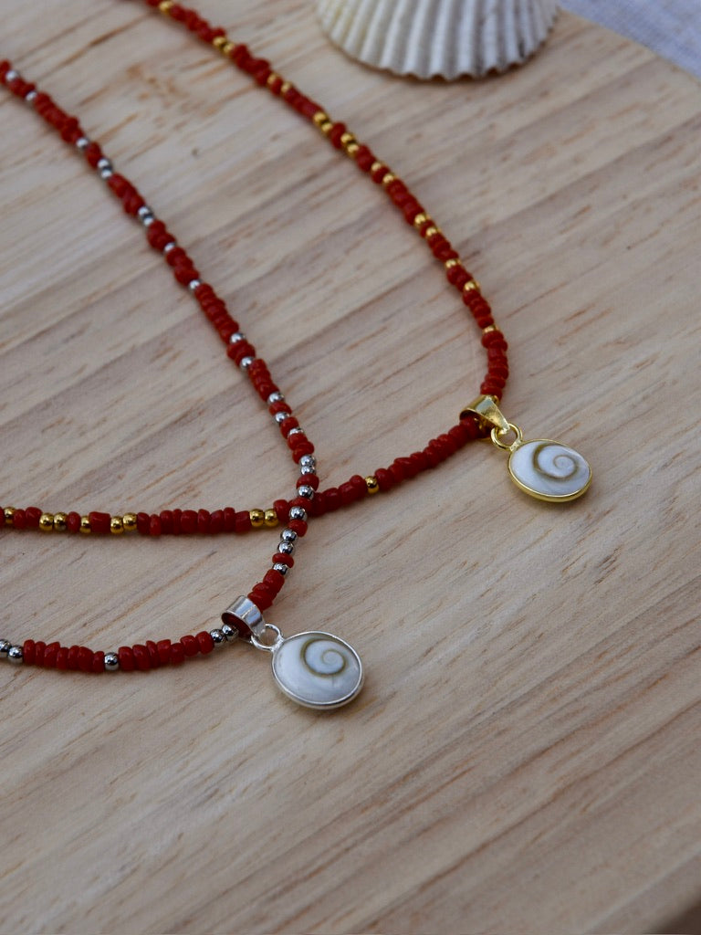 Coral Red: Beaded Necklace