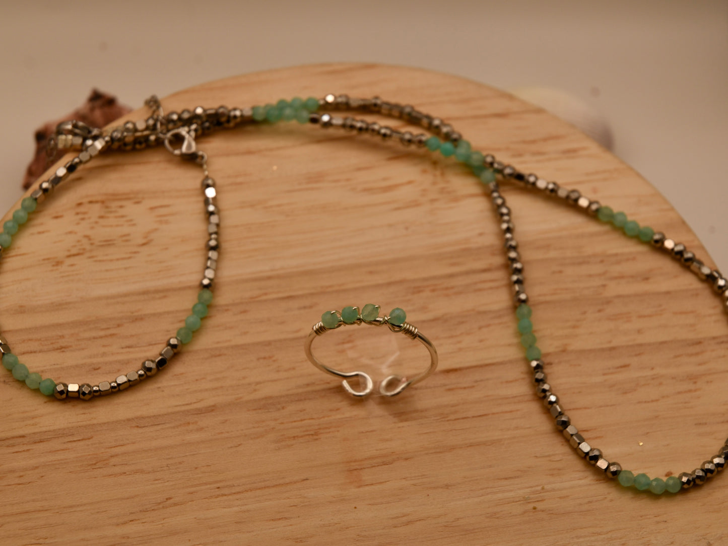 Turquoise Four Speckled: Wire Ring