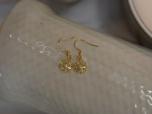 Golden Snowflake Earrings